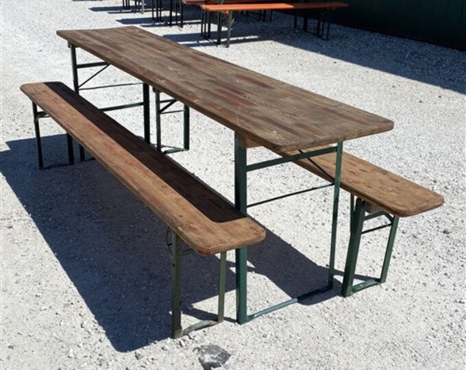 Wood Vintage German Beer Garden Table and Benches Oktoberfest Etsy