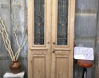 Antique French Double Doors (40x97) Wood Iron Doors, European Doors D20