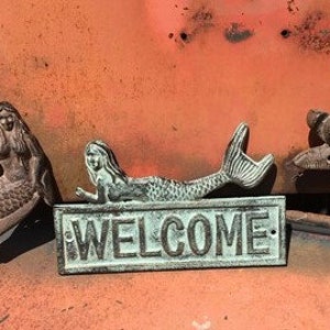Cast Iron Mermaid Decor, Decorative Welcome Sign, Mermaid Hook, Mermaid Decor Mermaid Hardware, Decorative Mermaid, Mermaid Decor