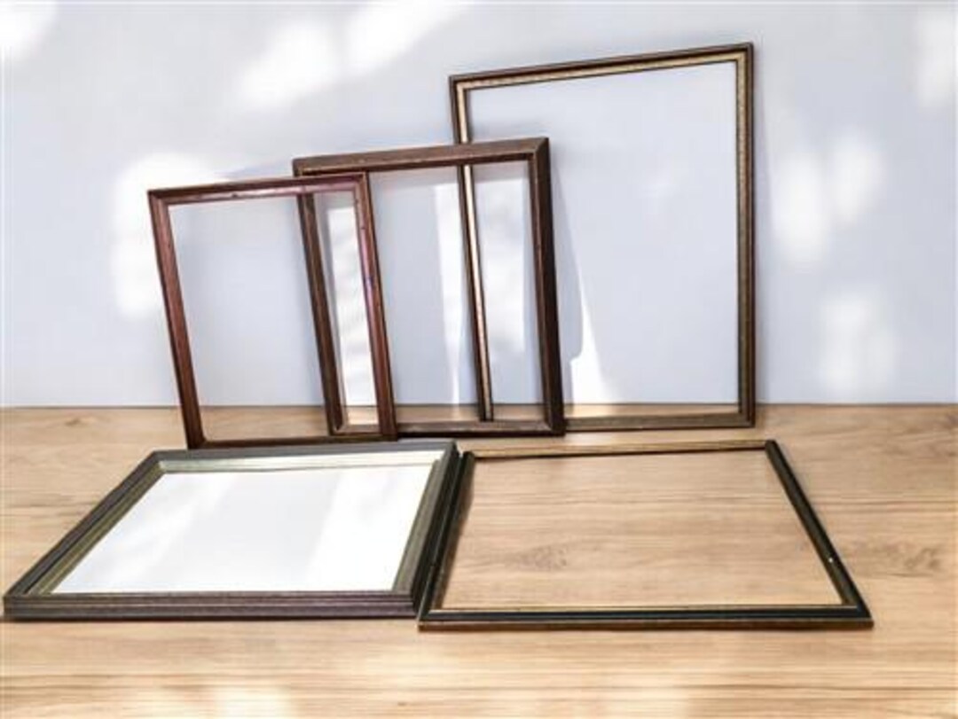 5 Vintage Rectangular Wooden Frames, Picture Photo Mirror Vintage Wood ...