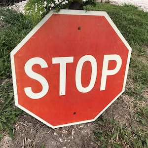 Stop Sign, Vintage Metal Octagonal Street State Route Road Highway Man Cave I, Man Cave Sign, Basement Garage Art, Vintage Sign