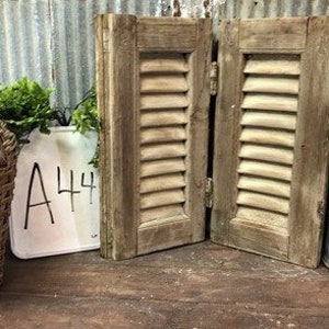 Small Antique Farmhouse Shutter, Natural Wood Shutter Architectural Salvage A44, Shutter Wall Decor, Farmhouse Decor, Vintage Wood Shutter