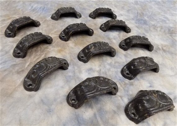 12 Cast Iron Fingertip Drawer Pulls Handles Hardware Desk Etsy