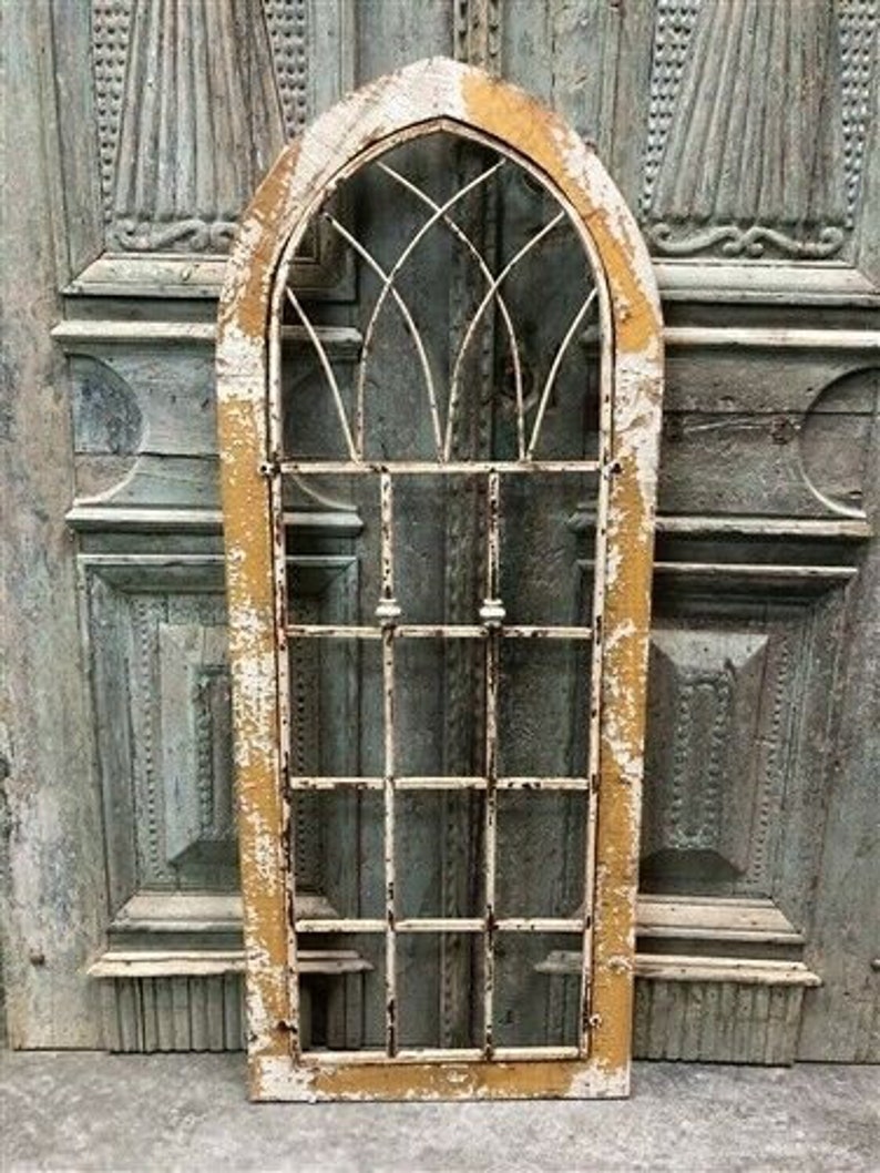 Wood Metal Architectural Window Wall Decor Arched Cathedral Etsy