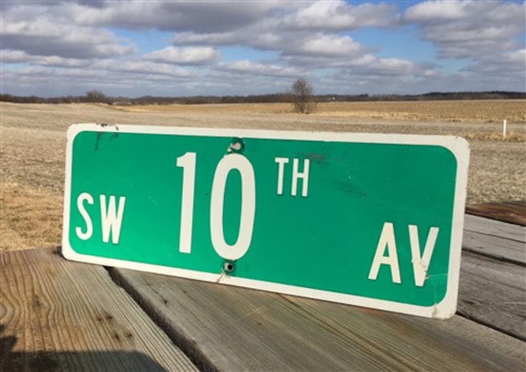 SW 10th AV Street Sign 9x24 Vintage Green Road Sign Metal Etsy