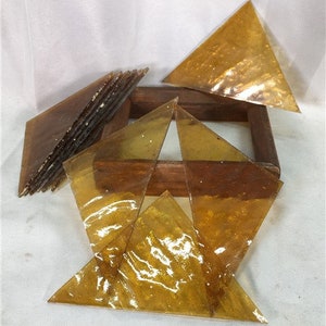 10 Honey Gold Stained Glass Reclaimed Church Window Triangle Panes, Art Glass N, Church Cathedral Stained Glass Parts, Yellow Gold Art Glass