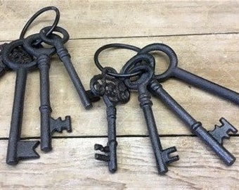 Chiave Vittoriana In Ferro Skeleton Key - Collezionismo, Patina Ruggine, Decorazione Murale
