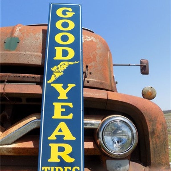 Good Year Tires Porcelain Metal Sign, Good Year Advertising, Gas Station Sign B Good Year Tires Advertising Sign, Metal Porcelain Sign