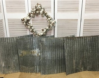 4 Galvanized Tin Sheets, Roof Ceiling Sink Backsplash, Architecture Salvage Y Corrugated Reclaimed Barn Siding, Galvanized Rustic Roofing