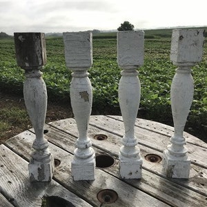 4 Balusters Painted Wood Architectural Salvage Spindles Porch House Trim W, Vintage Wood Spindles, Wooden Balusters, Rustic Farmhouse