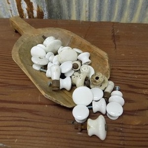 Antique Porcelain Drawer Pulls, Vintage Cabinet Hardware, Porcelain Knobs