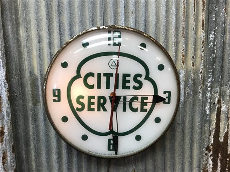 Cities Services Gas Station Clock Lighted Pam Clock Vintage Etsy