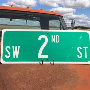 SW 2nd St Street Sign, 9x24 Vintage Green Road Sign, Metal Road Sign, A Vintage Reflective Road Sign, Vintage Street Sign