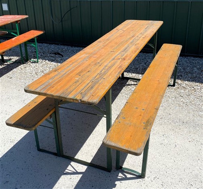 Wood Vintage German Beer Garden Table and Benches Oktoberfest Etsy