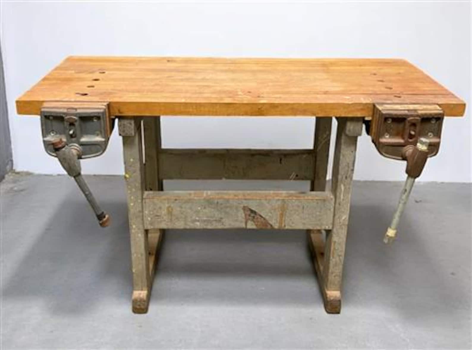 Rustic Working Table Vintage Rustic Work Table, Carpenter's Workbench, Woodworking Console ...