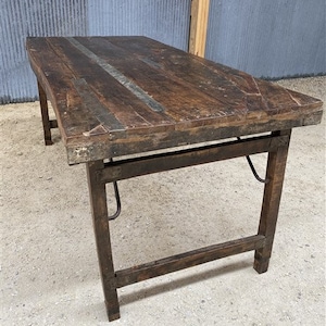 Wood Folding Table, Vintage Dining Room Table Kitchen Island Portable Table A121, Rustic ...