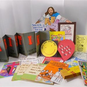 1970er Jahre Sonntagsschule Kinderkirche Bibelschule Poster Schilder Religiöses Material, Sonntagsschule, Kinderkirche, Bibelschule, Vintage Sehhilfe