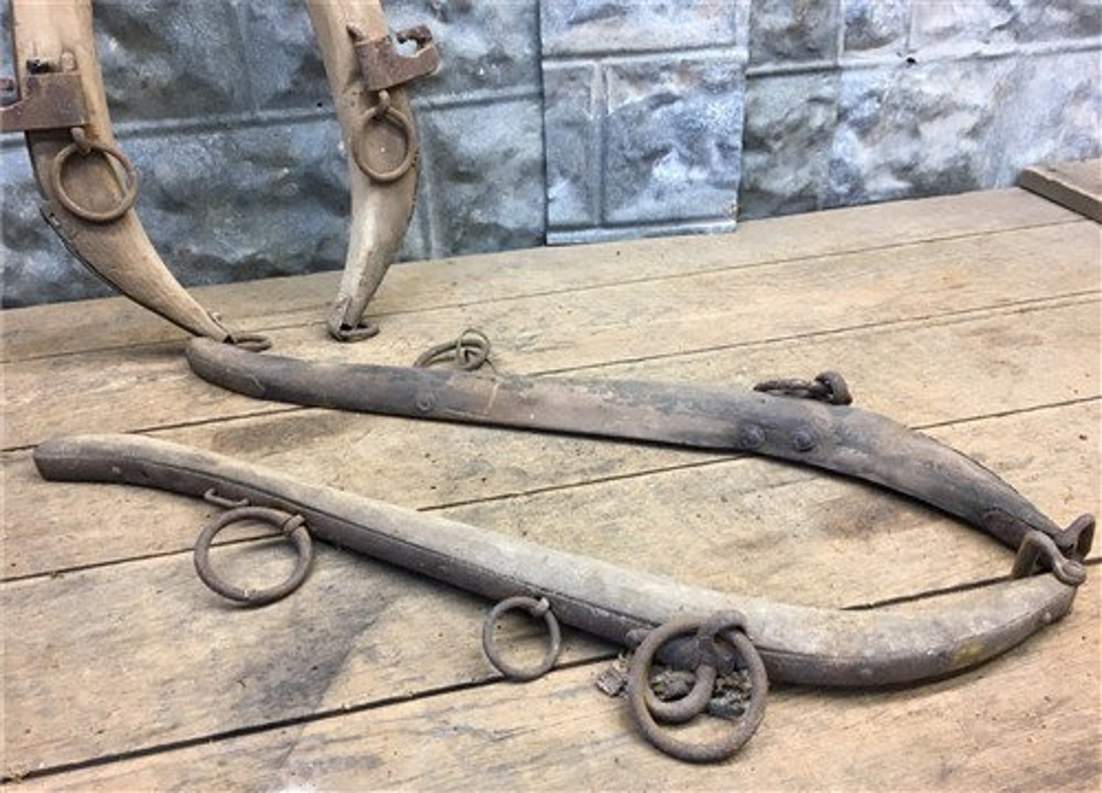 4 Horse Collar Harness Hames Brass Leather Bridle Tack Etsy