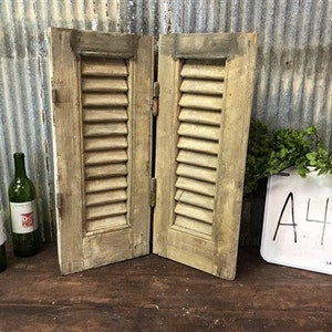 Small Antique Farmhouse Shutter, Natural Wood Shutter Architectural Salvage A4, Shutter Wall Decor, Farmhouse Decor, Vintage Wood Shutter