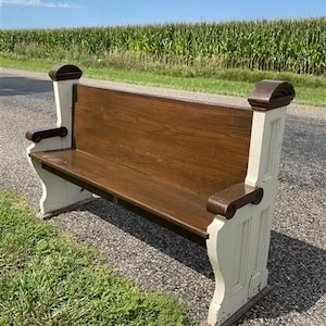 Vintage Wooden Church Pew, 4&#39; 6&quot; Porch Bench, Entry Foyer, Dining Seating, C24