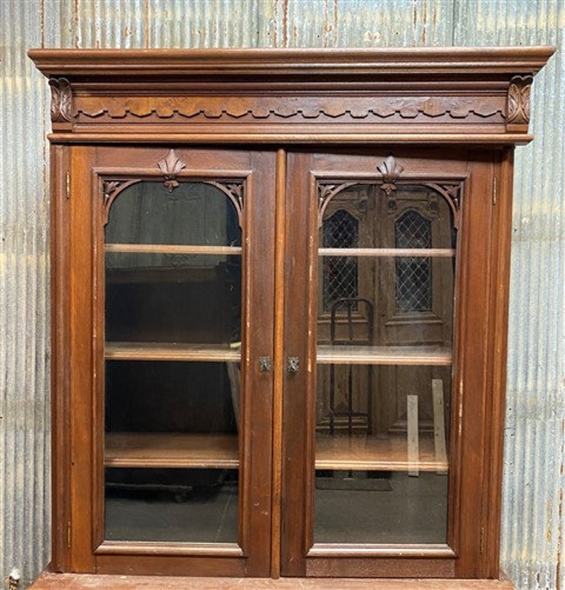 Walnut Dining Room Vintage China Hutch Display Case Etsy