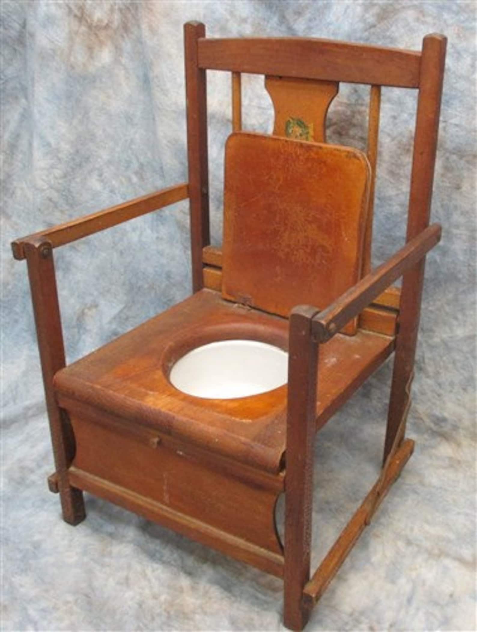 Wood Potty Chair Vintage Mid Century Toilet Training Commode Etsy