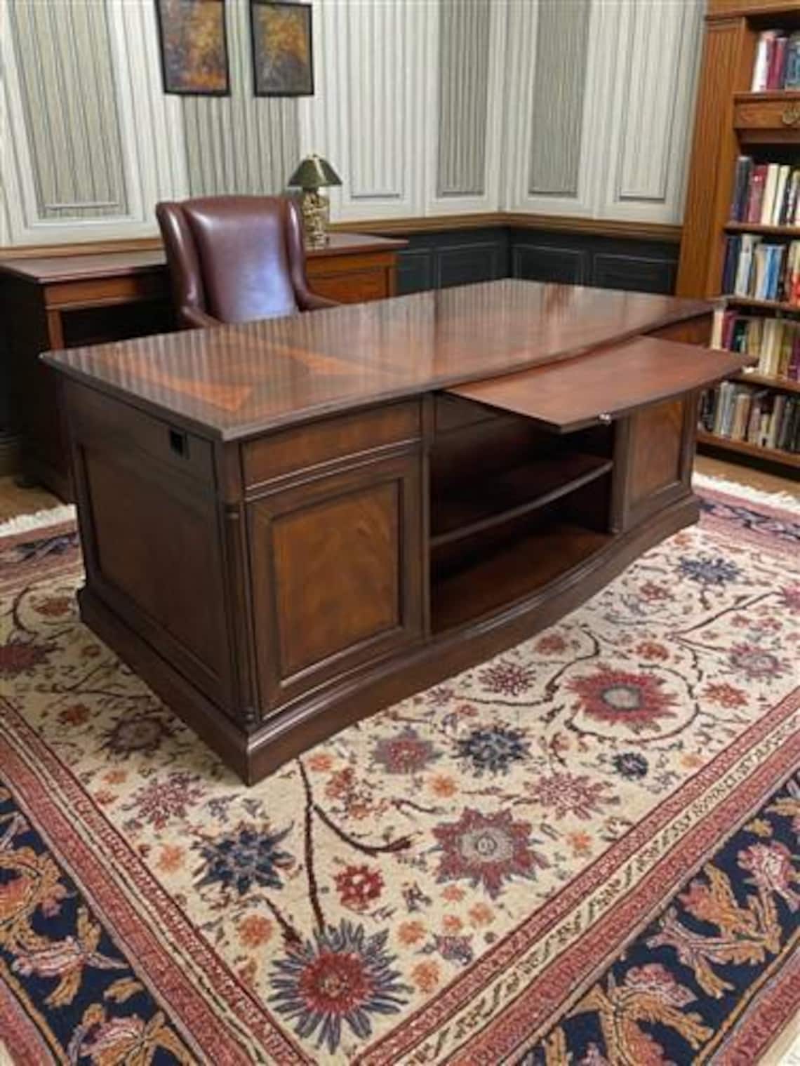 Drexel Heritage Executive Desk W/matching File Vintage Office