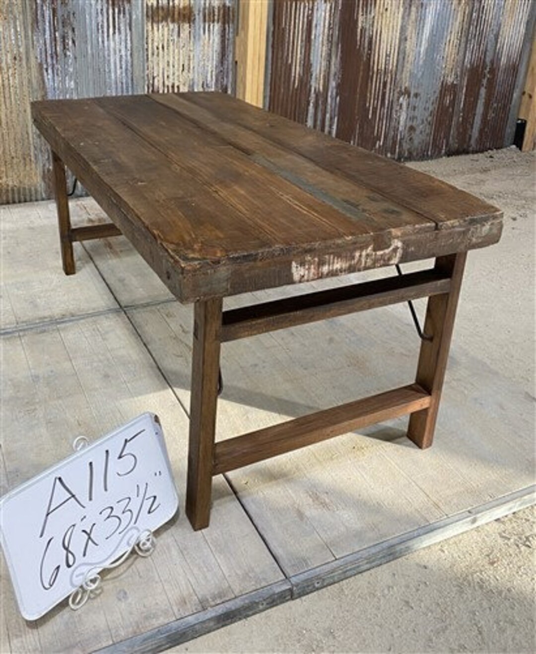 Wood Folding Table, Vintage Dining Room Table Kitchen Island Portable ...