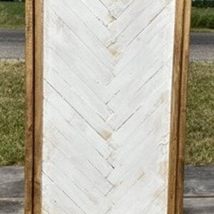 White Wooden Rectangular Screen, Decorative Wood Panel, Brown Border Wall Art Architectural Screen, Farmhouse Decor, Wood Window Panel