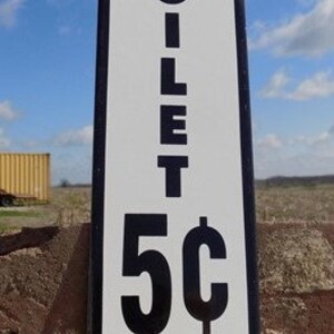 Pay Toilet 5 Cent Sign, Metal Porcelain Advertising Sign, New York Central Sign  Toilet Sign, Metal Porcelain Sign, New York Central Sign