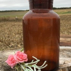 Brown Glass Apothecary Jar, Pharmacy Druggist Medicine Bottle, Glass Stopper T Apothecary Display Jar, Farmhouse Decor, Vintage Medical