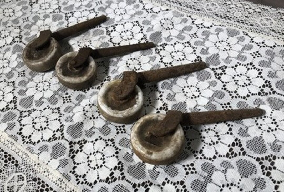 4 Porcelain Caster Wheels Antique Furniture Roller Dresser Desk