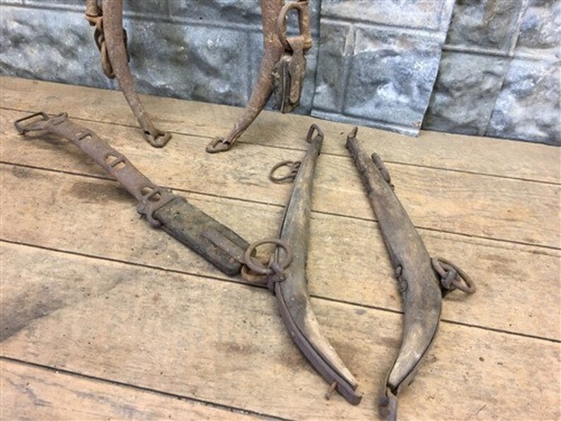 4 Horse Collar Harness Hames Brass Leather Bridle Tack Etsy