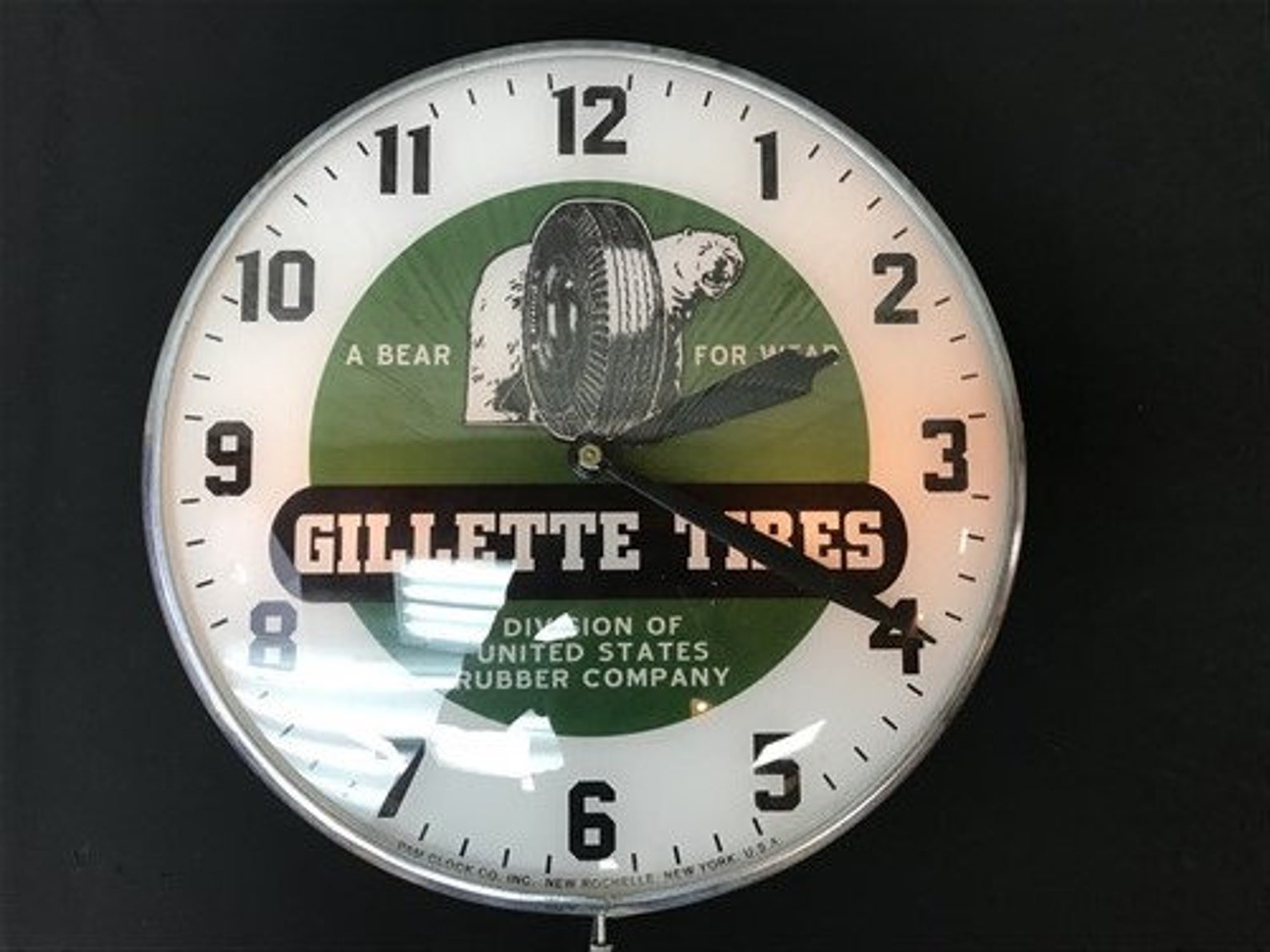 Gillette Tires Lighted Pam Clock Vintage Advertising Sign Etsy