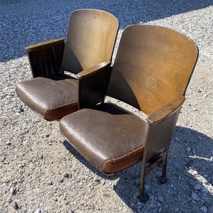 2 Padded Folding Theater Seats, Auditorium Theatre Seat, Entryway Bench B53 Vintage Theater Seats, Wooden Chairs, Entryway Bench