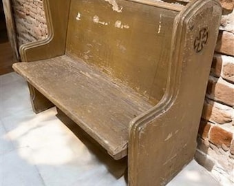Wood Church Pew Bench (44x20) Vintage Porch Garden Bench, Entryway Bench, B25