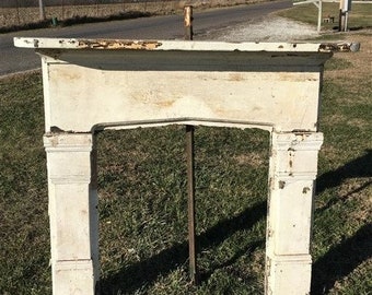 Antique Wood Fireplace Mantel Suround Architectural Salvage Victorian Rustic A41, Fireplace Surround, Mantle, Columns, Legs, Wooden Mantel