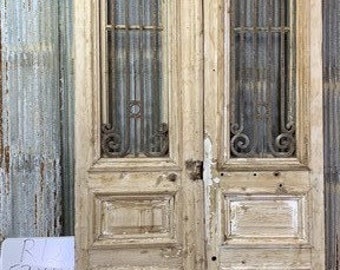 Antique French Double Doors (53x116) Iron Wood European Old World