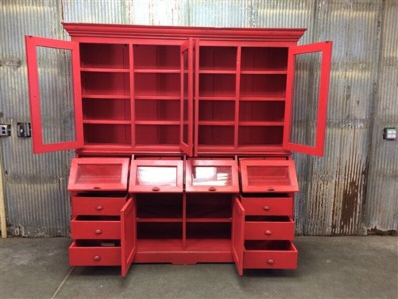 Flat Kitchen Hutch Kitchen Pantry Storage Red Wood Etsy