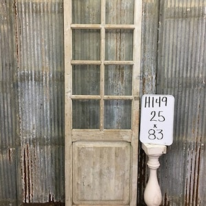 Antique French Single Door (25x83) 8 Glass Panes, European Design H149