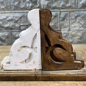 Pair Painted White & Rustic Wood Corbels, Architectural Corbels, Farmhouse, A, Rustic Farmhouse Decor, Corbel Bookends, Shabby Chic