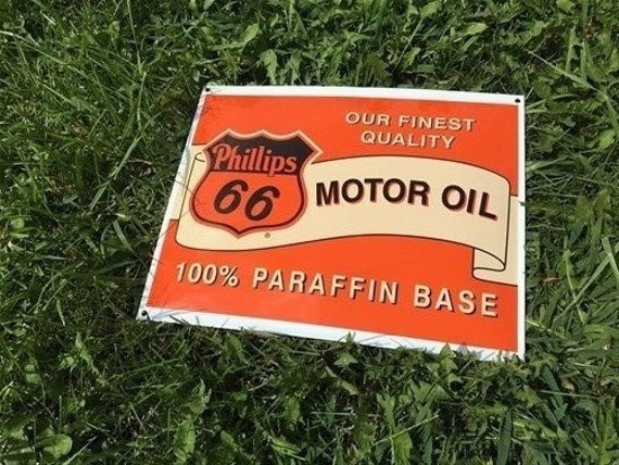 Phillips 66 Motor Oil Sign, Metal Porcelain Advertising Sign, Gas