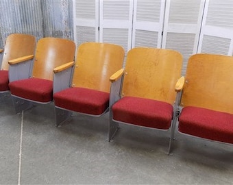 5 Red Padded Folding Theater Seats, Auditorium Movie Theater, Entryway Bench D2, Vintage Theater Seats, Movie Theater Chairs, Entryway Bench