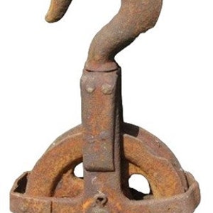 Antique Cast Iron Pulley and Hook, Vintage Pulley, Rustic Farmhouse Decor a3