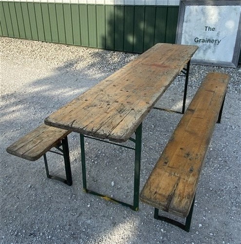 Wood Vintage German Beer Garden Table and Benches Oktoberfest | Etsy