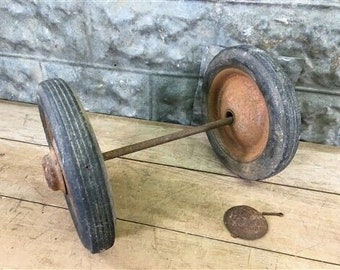 2 ruedas de cochecito de bebé de metal vintage, carrito de jardín con ruedas de pedales y vagón de calabaza a37