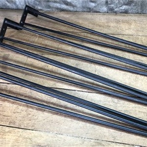 4 Hairpin Metal Table Legs, Mid Century Danish Modern, Industrial Vintage L,  Hairpin Coffee Table Legs, Hairpin Desk Legs, Metal Legs
