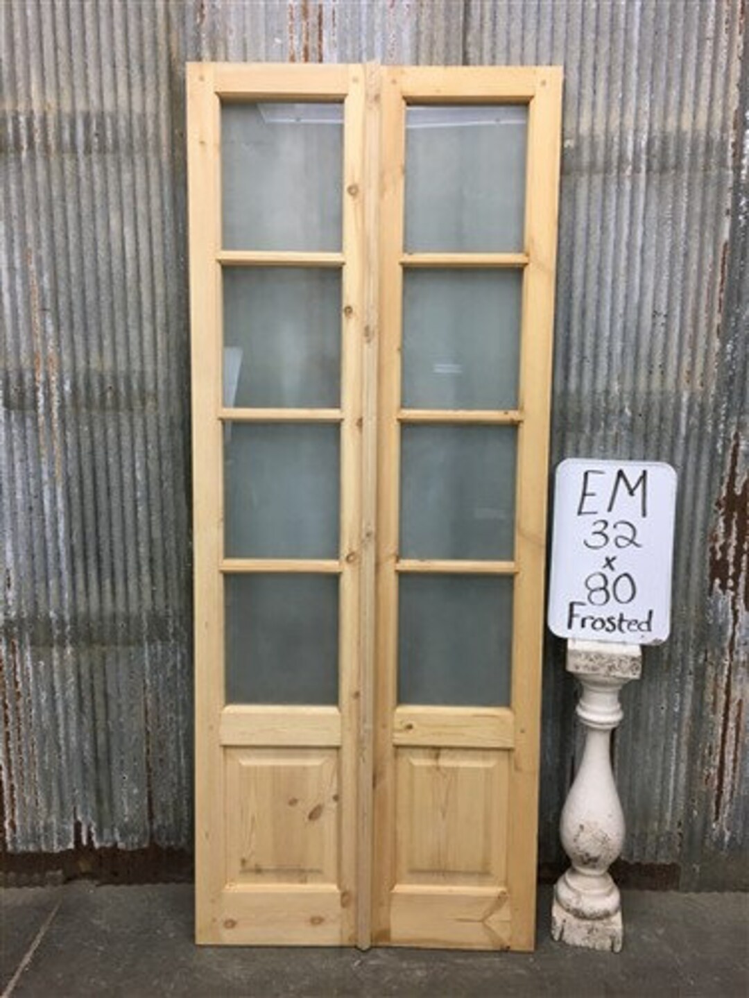 French Double Door 32x80 4 Pane Frosted Glass European Styled Door EM Etsy