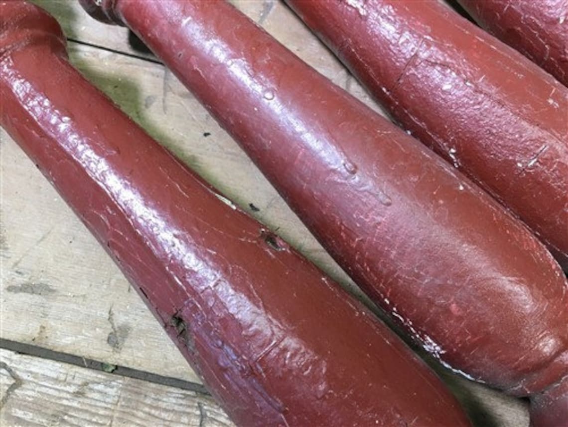 Red Balusters 4 Balusters Rustic Red Wood Architectural Salvage Spindle Porch Post ...