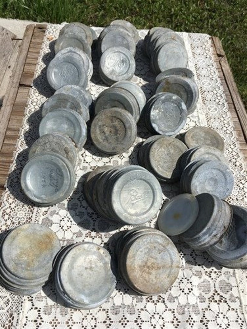 Large Lot 50 Zinc Lids Canning Fruit Jars Ball Mason Blue Jar Etsy